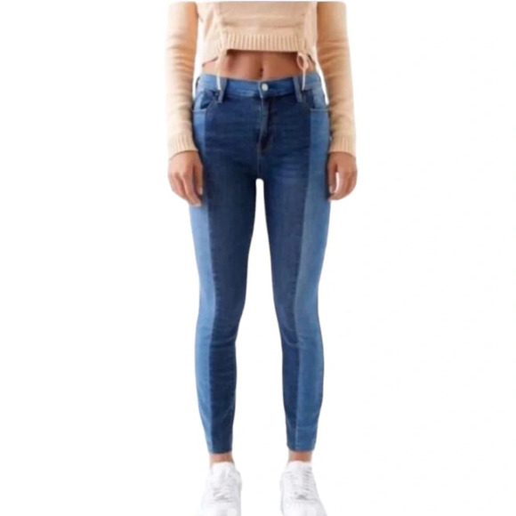 PACSUN Two Tone High-Rise Ankle Jegging Jeans Light/Medium Wash Denim Baddie 28 - Picture 1 of 10